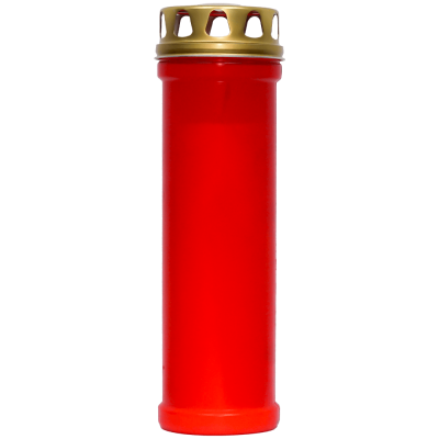 Set 20 candele rosii 98 ore cu capac metalic pentru cimitir Zniczplast
